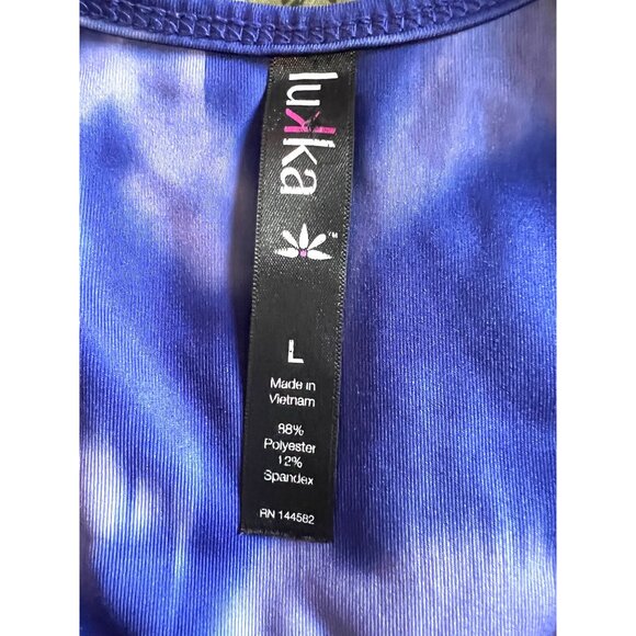 Lukka Workout Tank Sz Large Blue Tie Dye Sports Shirt Sport - Picture 3 of 7